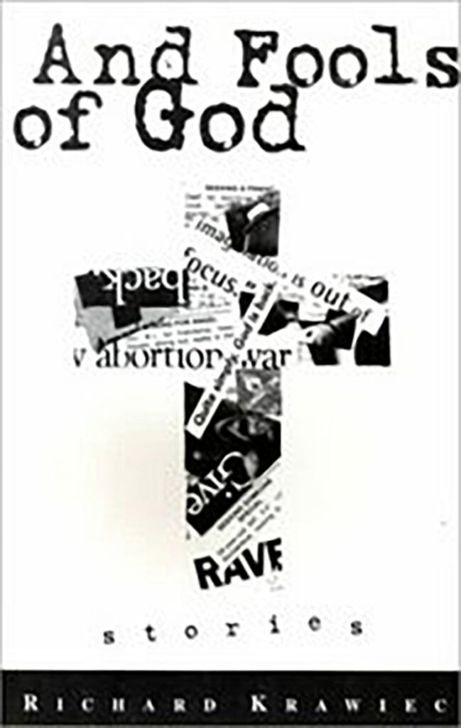 A cross made of newspaper and magazines.